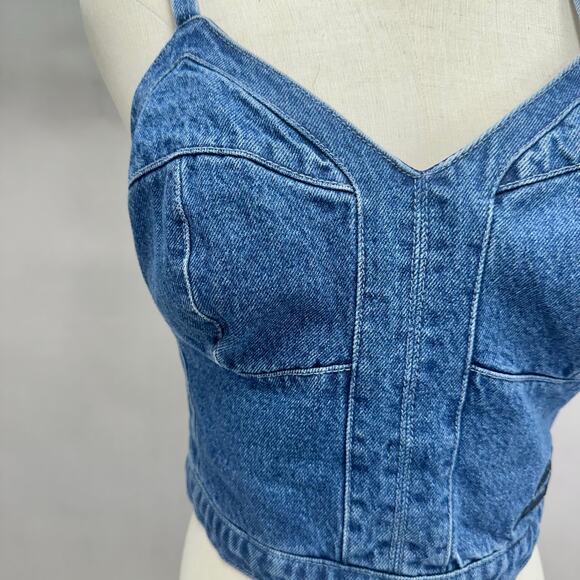 Vintage Y2K Harley Davidson Denim Bustier Crop Top Corset Style Tank Small - Picture 7 of 16